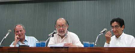 Claudio Willler, Jotamario Arbeláez, Sergio Mondragón en La Bienal del Libro en Fortaleza, Brasil. Foto: JAL