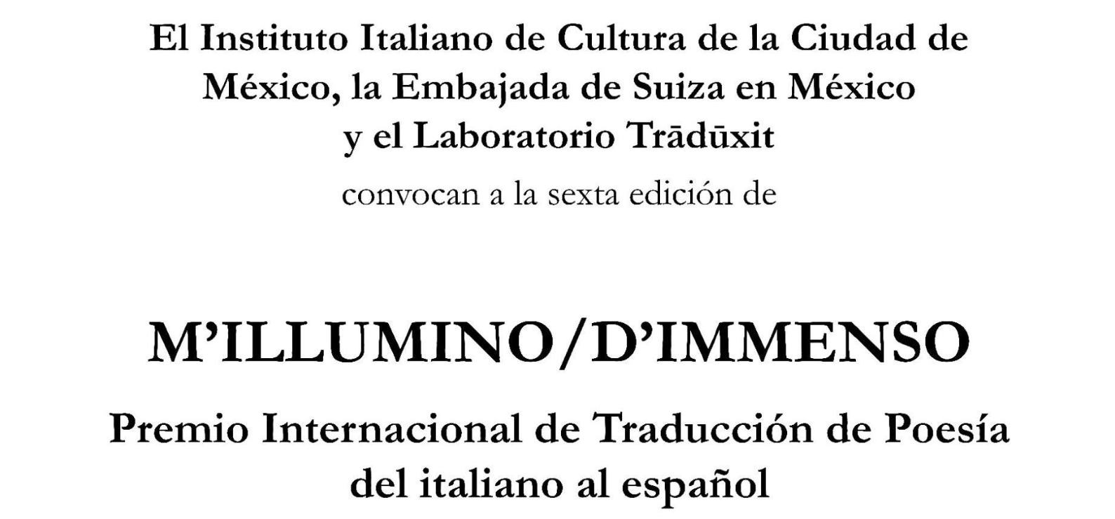 M’ILLUMINO / D’IMMENSO Premio Internacional de Traducción de Poesía